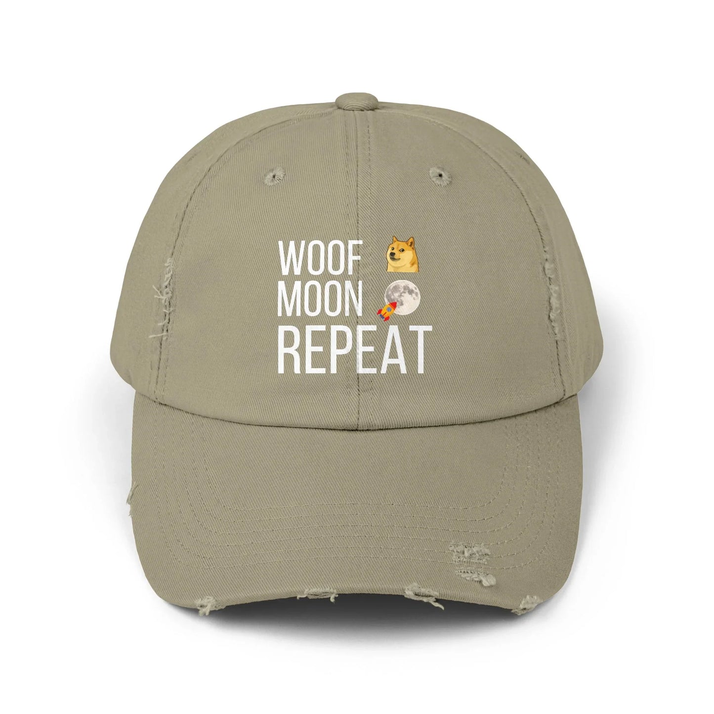 Woof Moon Repeat - Cap Light Olive One size Hats crypto-vibes.com