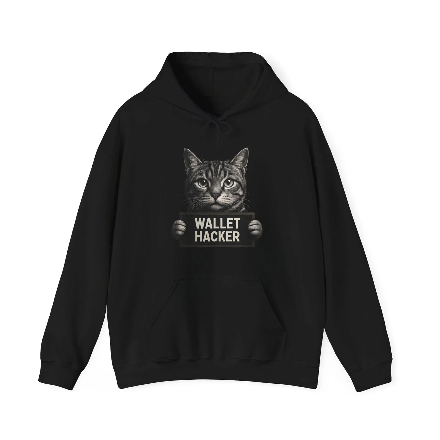 Wallet Hacker Cat - Hoodie Black Hoodie crypto-vibes.com