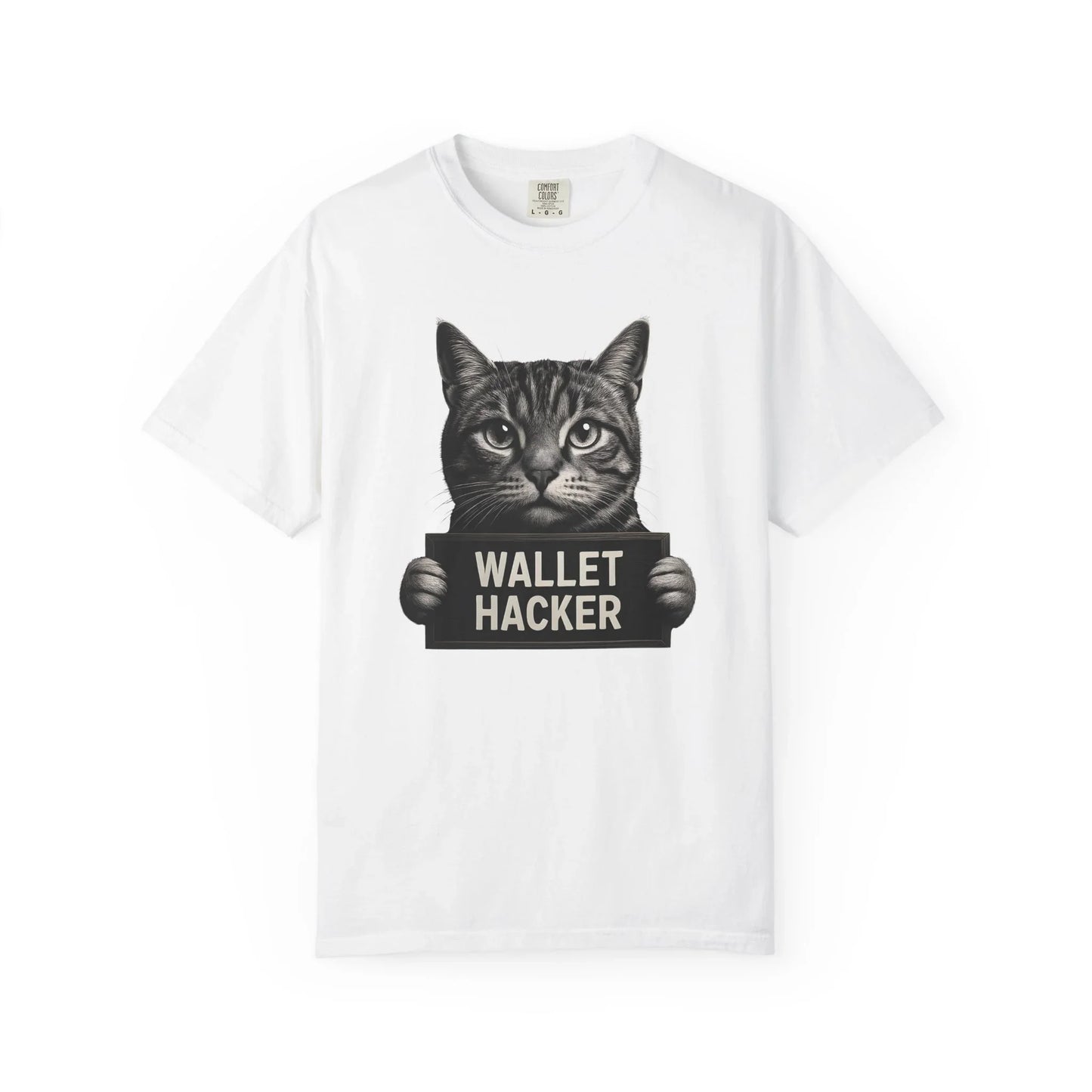 Wallet Hacker Cat - T-Shirt White T-Shirt crypto-vibes.com
