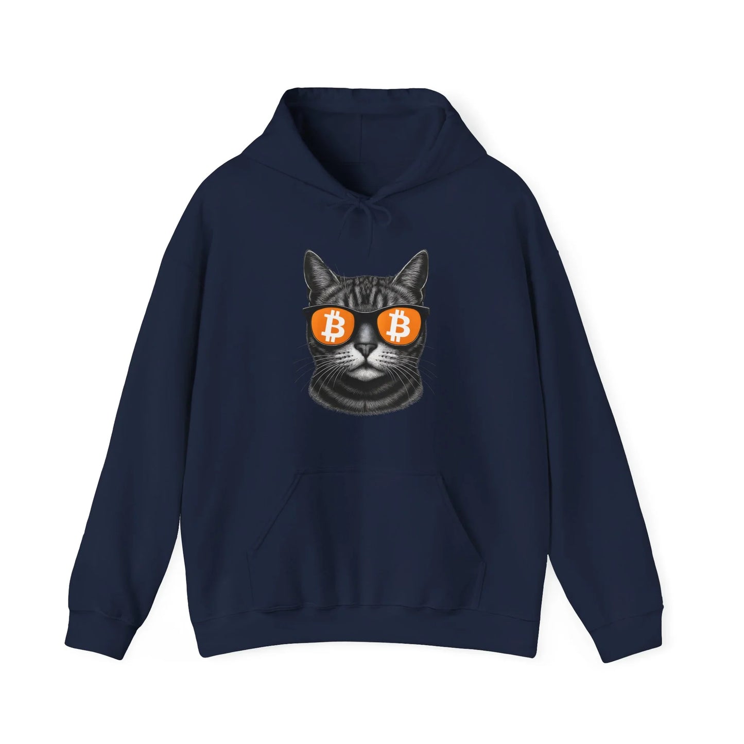 Bitcoin Cat - Hoodie Navy Hoodie crypto-vibes.com