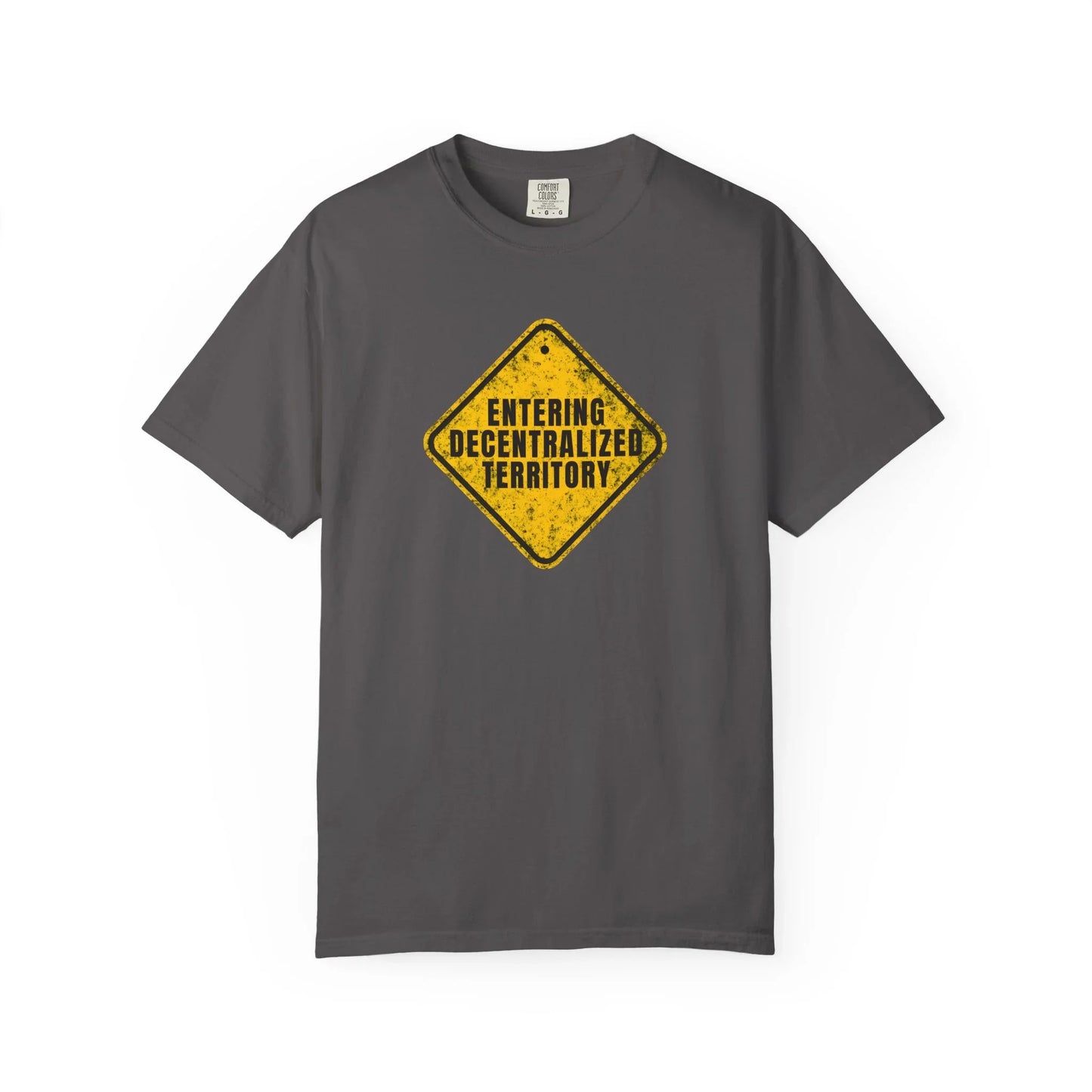Decentralized Territory Caution Sign - T-Shirt Graphite T-Shirt crypto-vibes.com