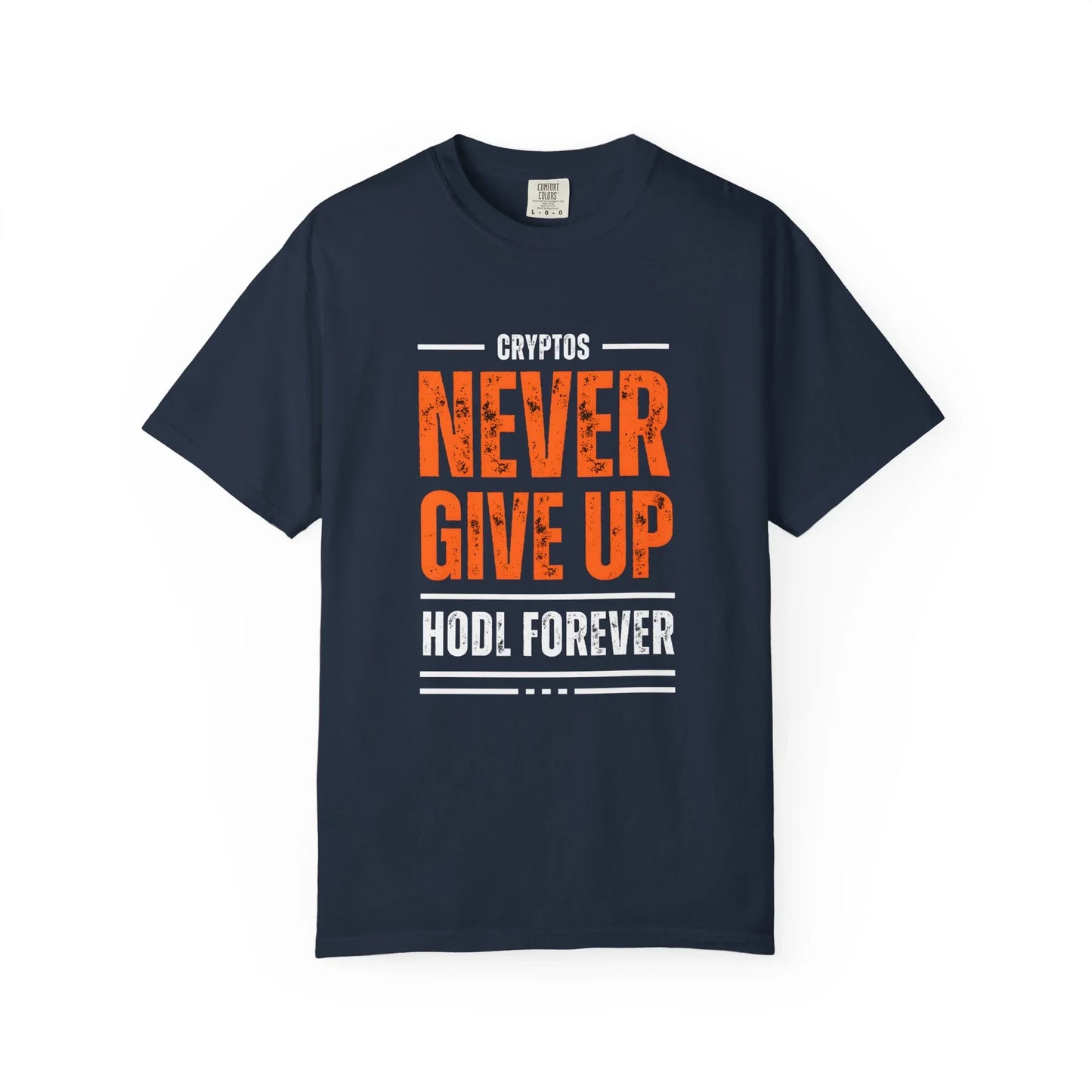 T-shirt Cryptos Never Give Up Hold Forever Navy T-Shirt crypto-vibes.com