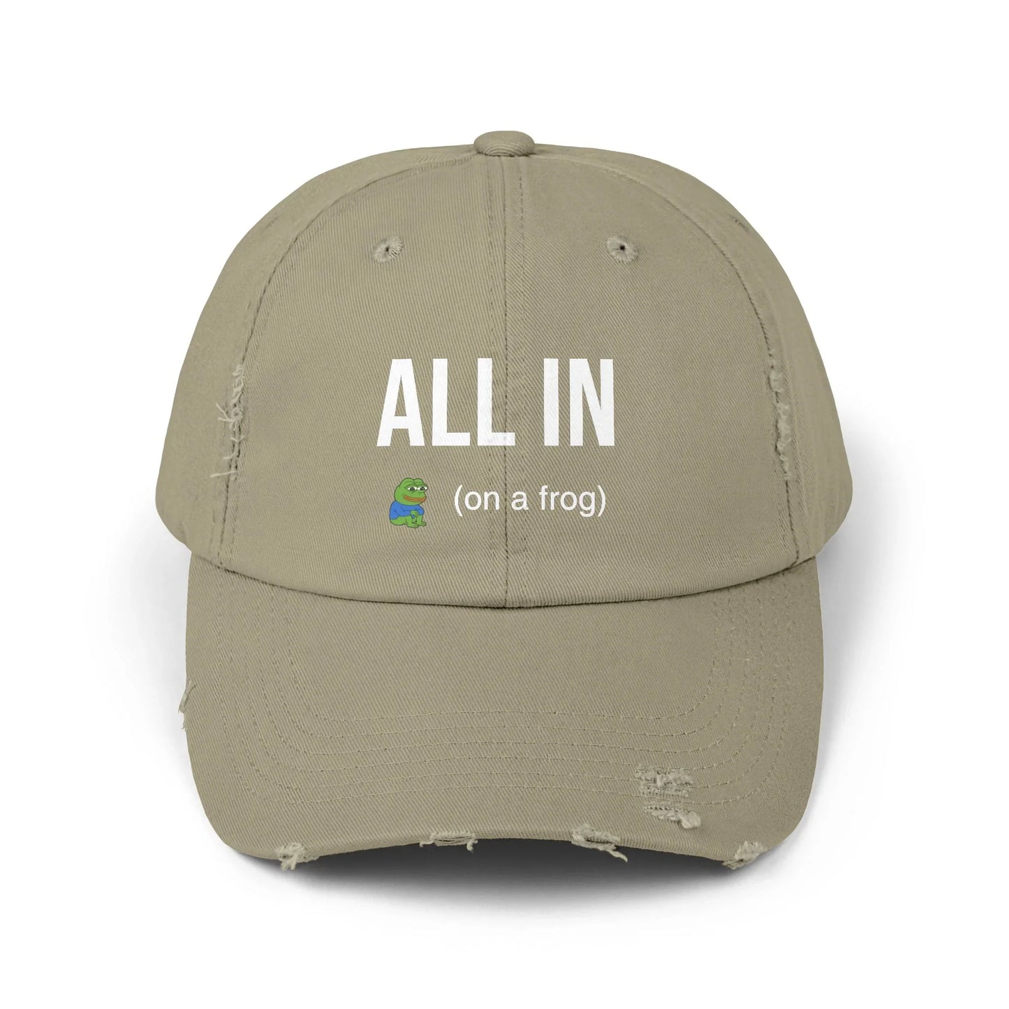 ALL IN On a Frog - Cap Light Olive One size Hats crypto-vibes.com