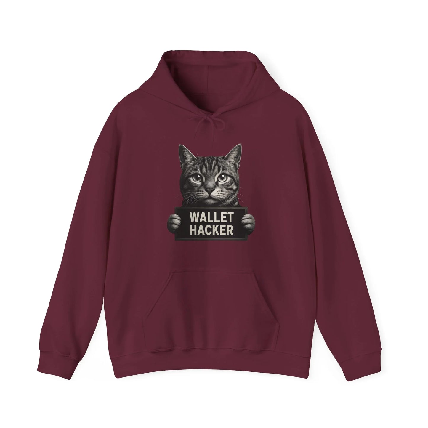 Wallet Hacker Cat - Hoodie Maroon Hoodie crypto-vibes.com