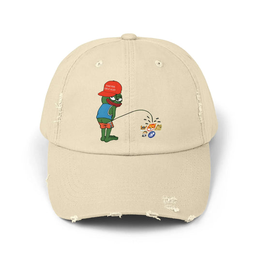 Pepe Memecoin Pissing On Competition - Cap Stone One size Hats crypto-vibes.com