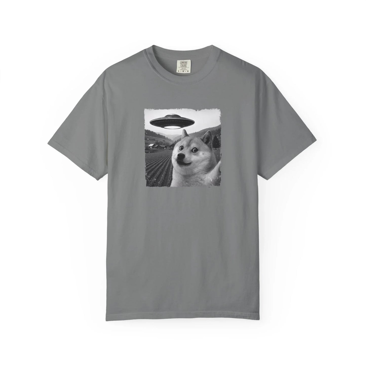 Doge UFO Photo - T-Shirt Grey T-Shirt crypto-vibes.com