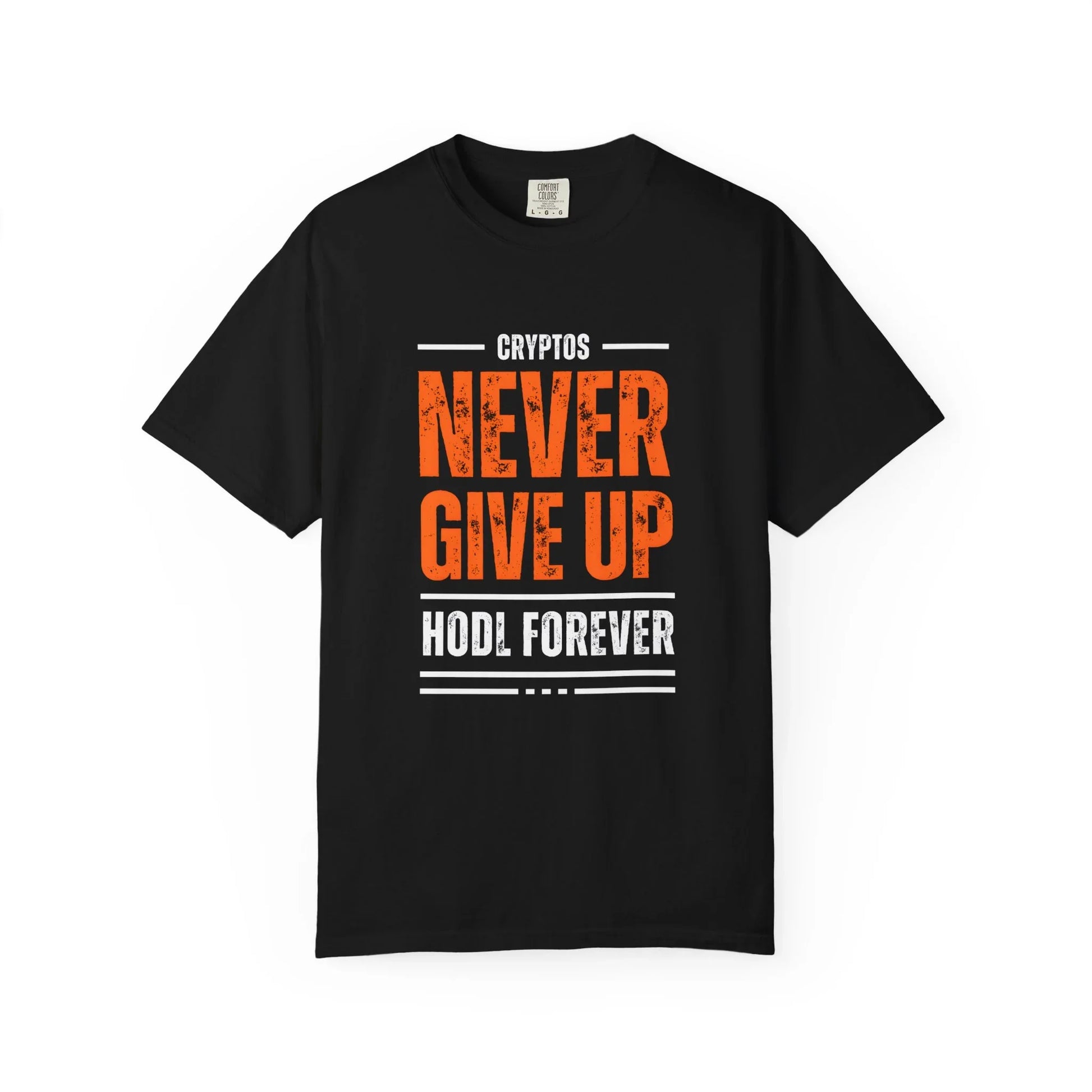 T-shirt Cryptos Never Give Up Hold Forever Black T-Shirt crypto-vibes.com