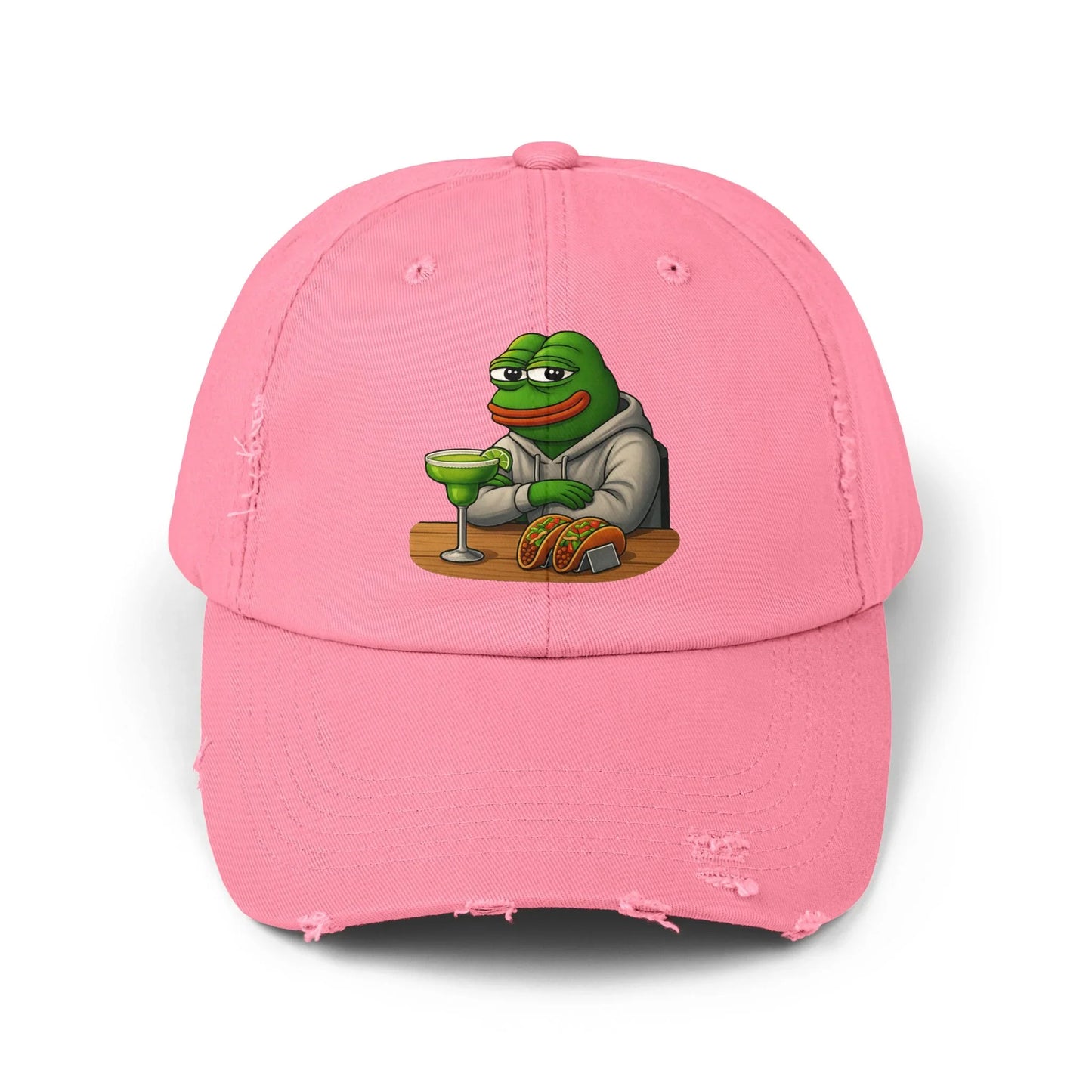 Pepe Chilling With Margarita And Fajitas - Cap True Pink One size Hats crypto-vibes.com