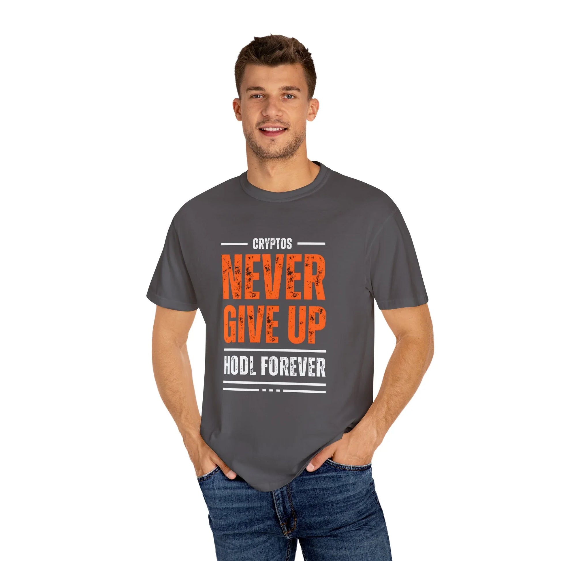 T-shirt Cryptos Never Give Up Hold Forever T-Shirt crypto-vibes.com