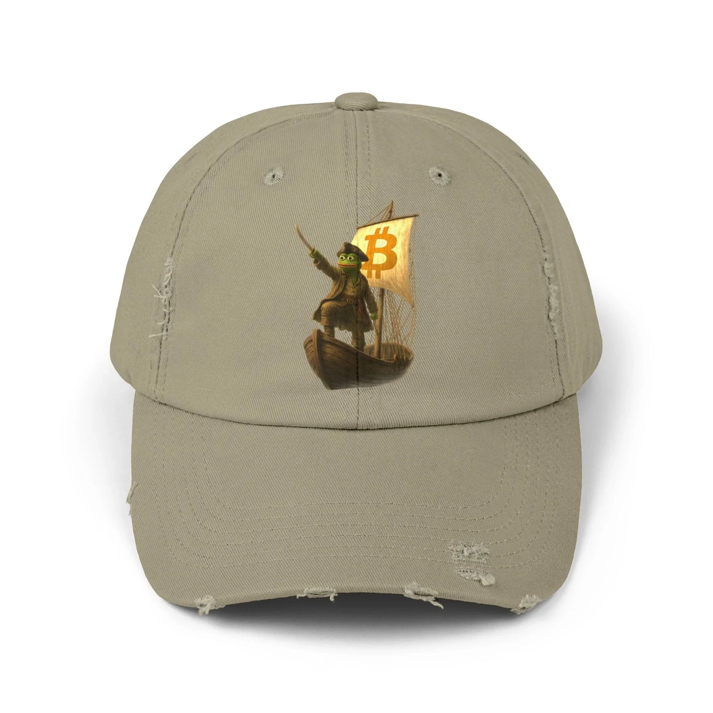 Pepe the Pirate Commander - Cap Light Olive One size Hats crypto-vibes.com