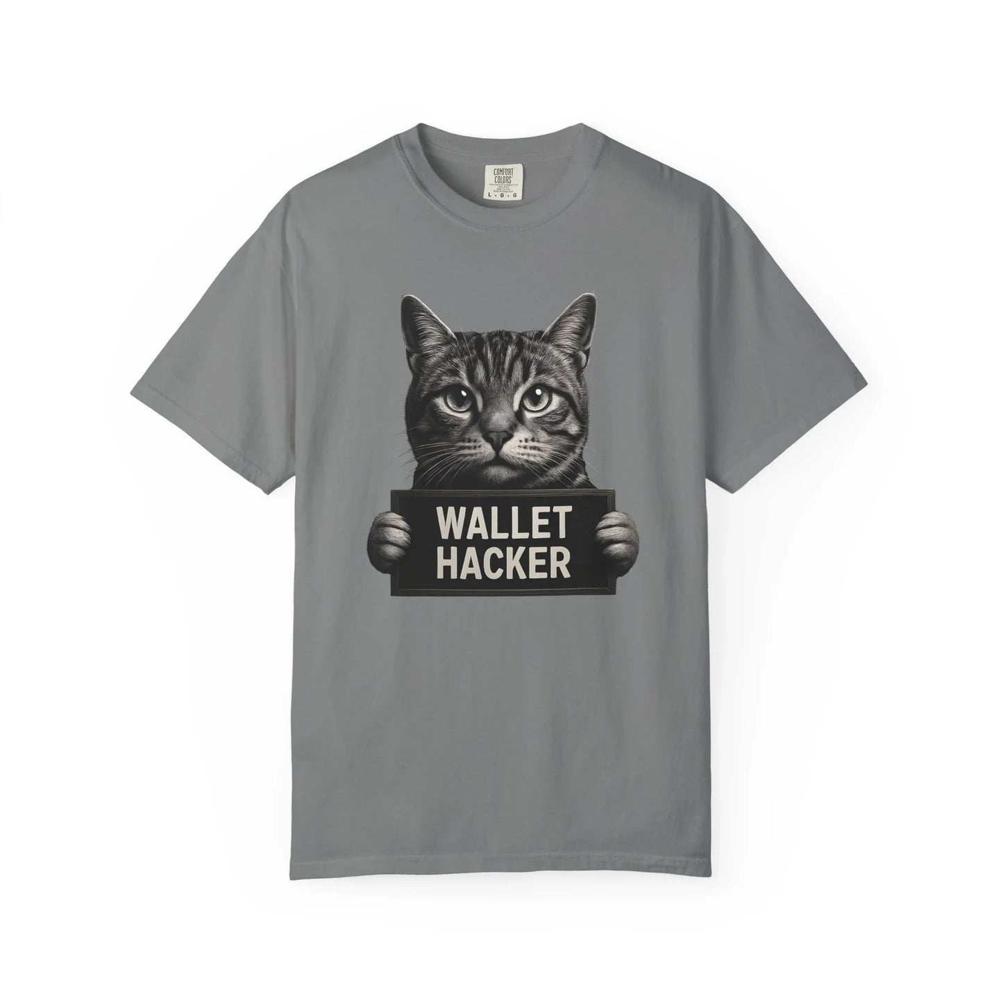 Wallet Hacker Cat - T-Shirt Grey T-Shirt crypto-vibes.com