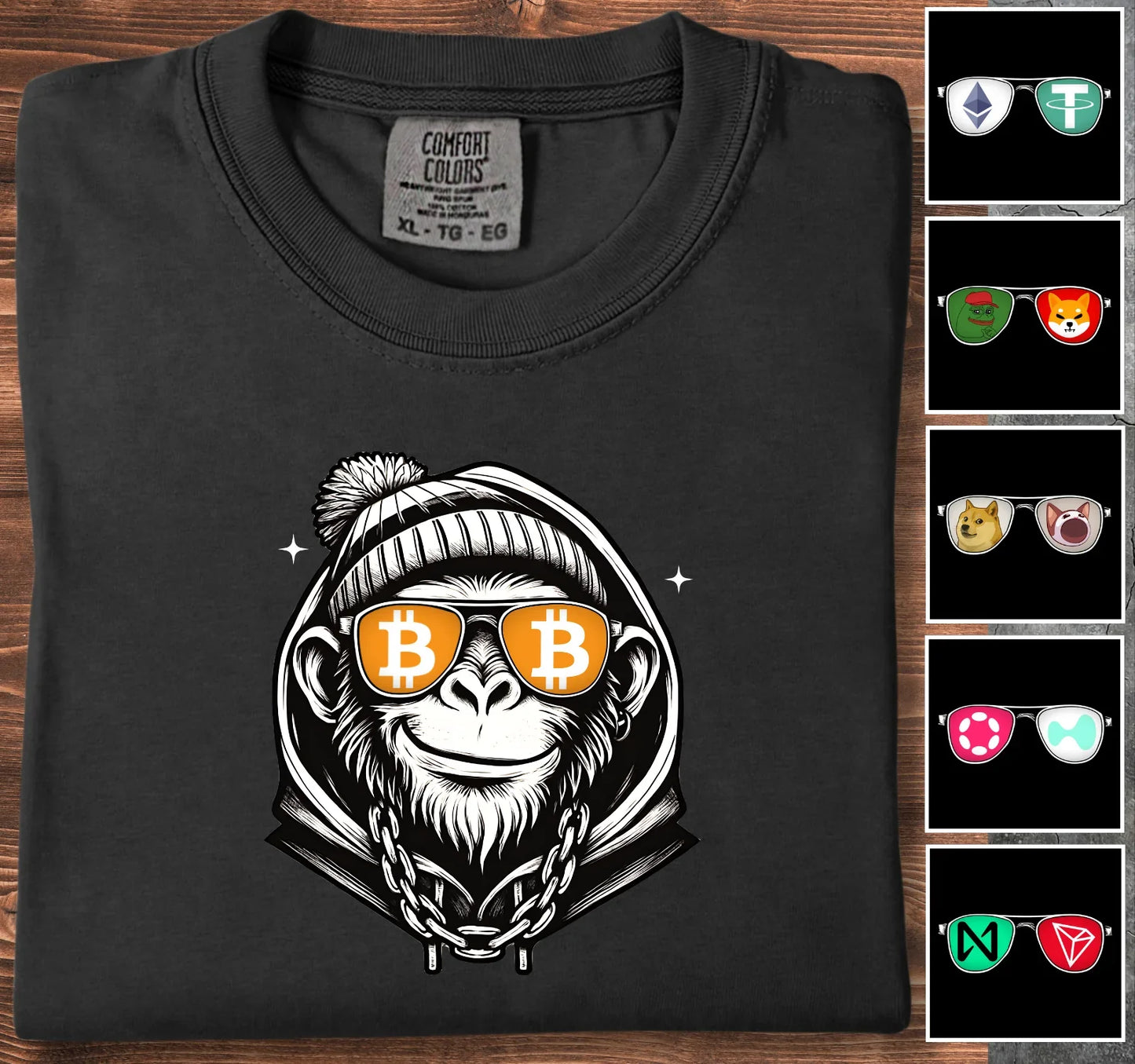 Crypto Monkey - Customizable T-Shirt Black T-Shirt crypto-vibes.com