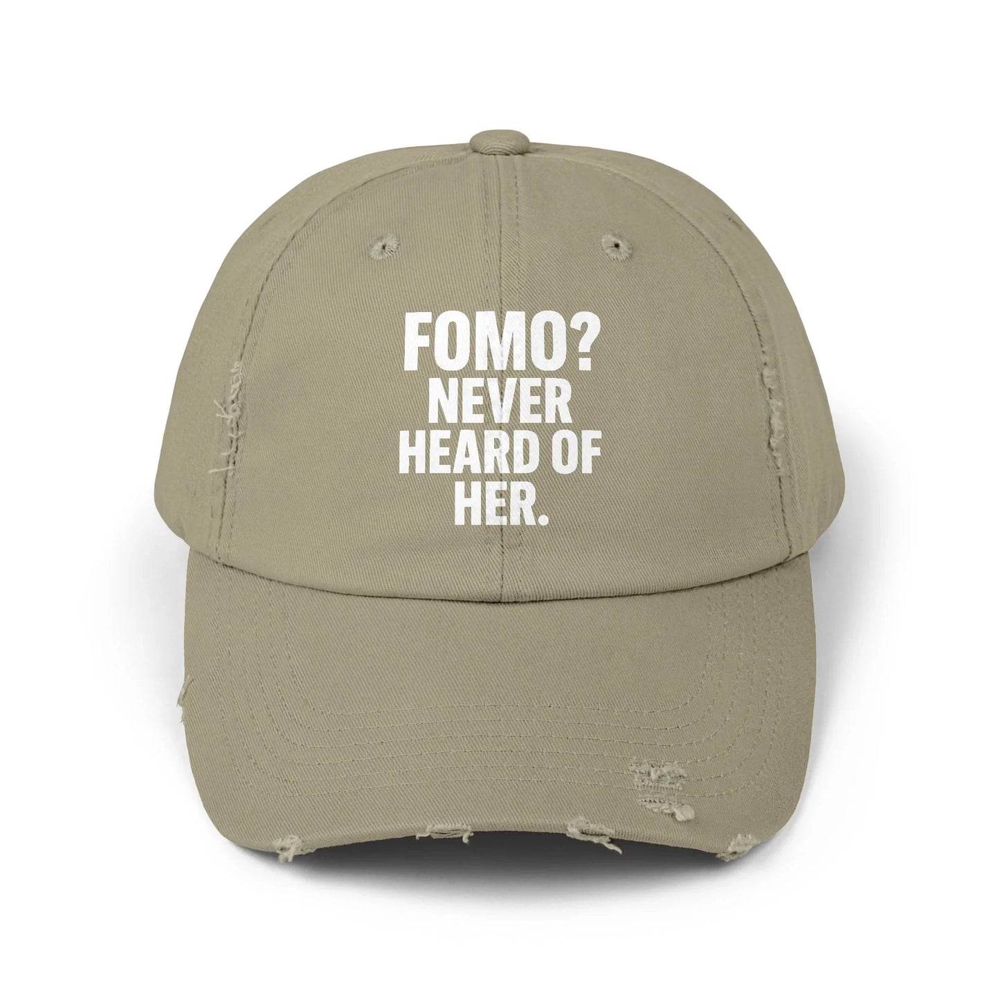 FOMO? Never Heard of Her - Cap Light Olive One size Hats crypto-vibes.com