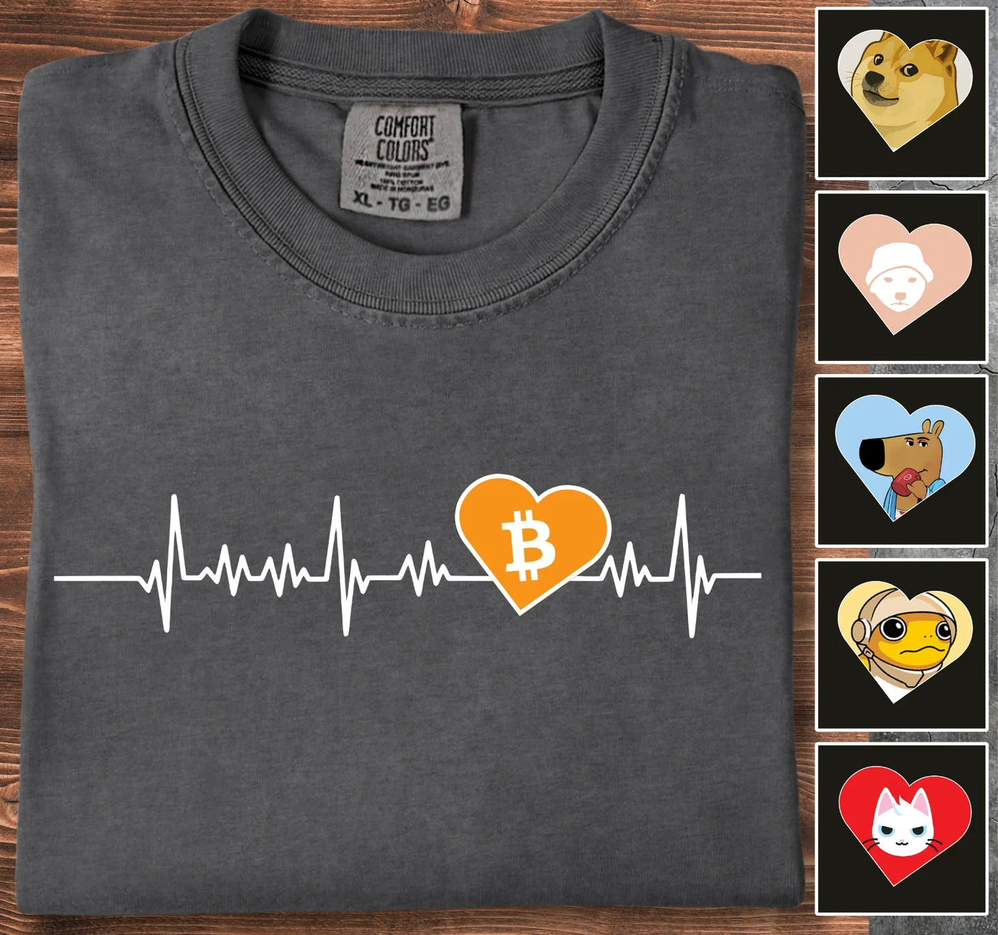 Heartbeat of Cryptos - Customizable T-Shirt Graphite T-Shirt crypto-vibes.com