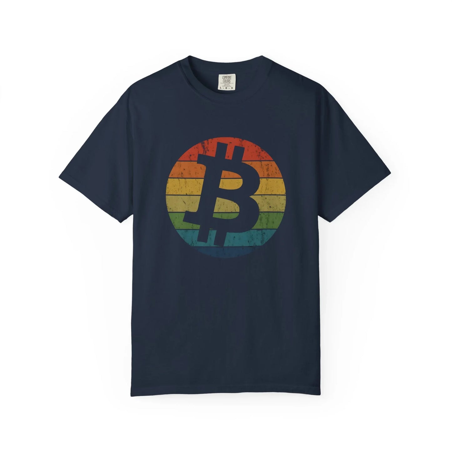 Bitcoin Retro Sunset - T-Shirt Navy T-Shirt crypto-vibes.com