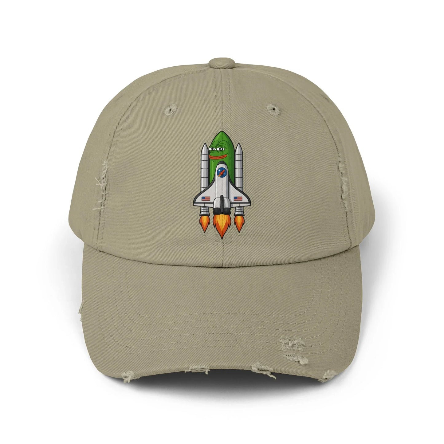 Pepe Rocket Launch - Cap Light Olive One size Hats crypto-vibes.com