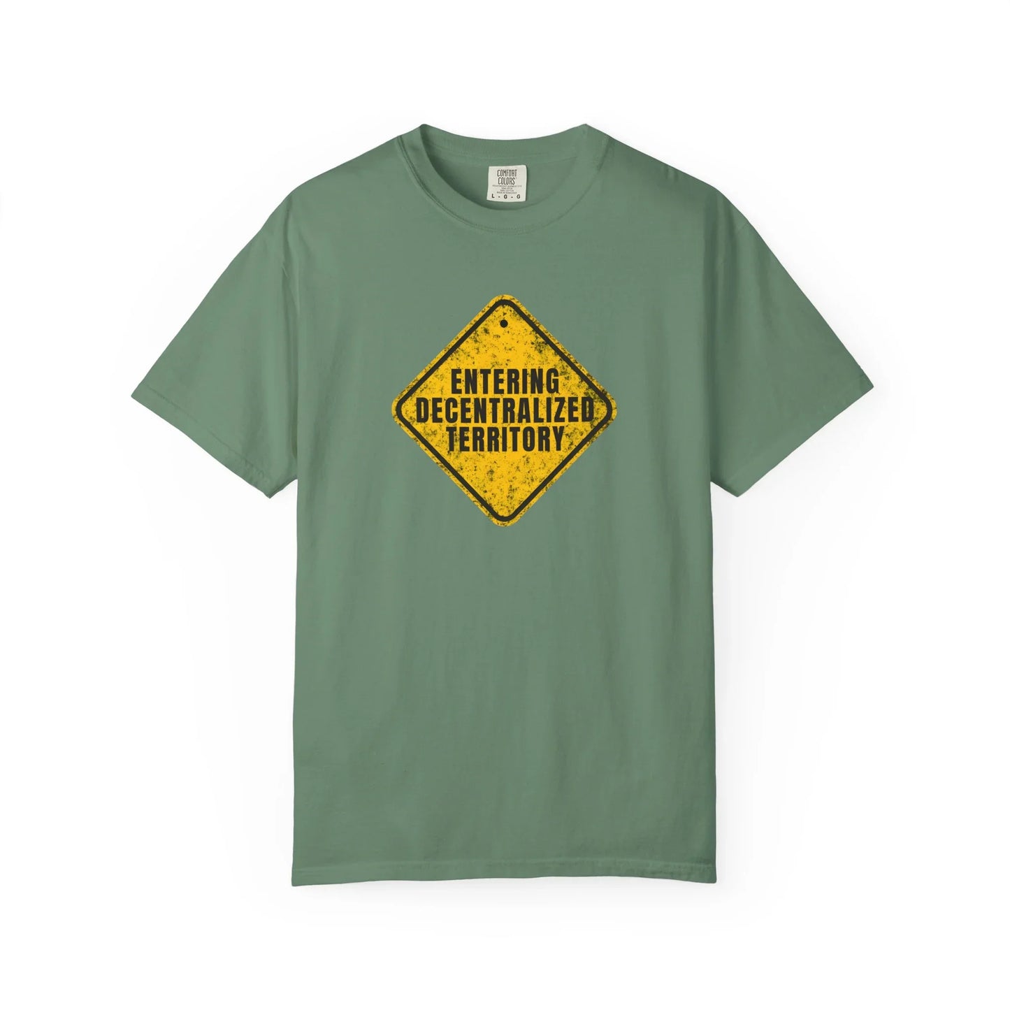 Decentralized Territory Caution Sign - T-Shirt Light Green T-Shirt crypto-vibes.com