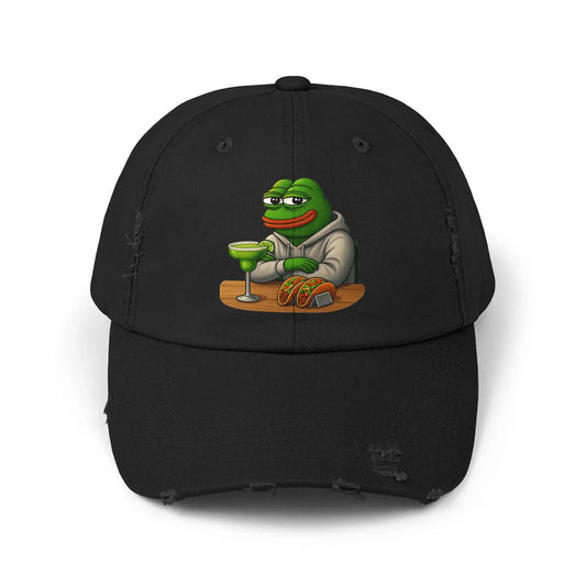 Pepe Chilling With Margarita And Fajitas - Cap Black One size Hats crypto-vibes.com
