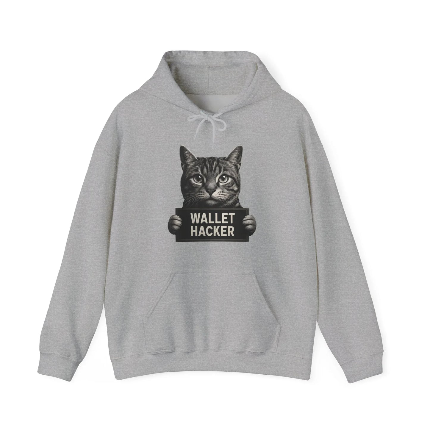 Wallet Hacker Cat - Hoodie Sport Grey Hoodie crypto-vibes.com