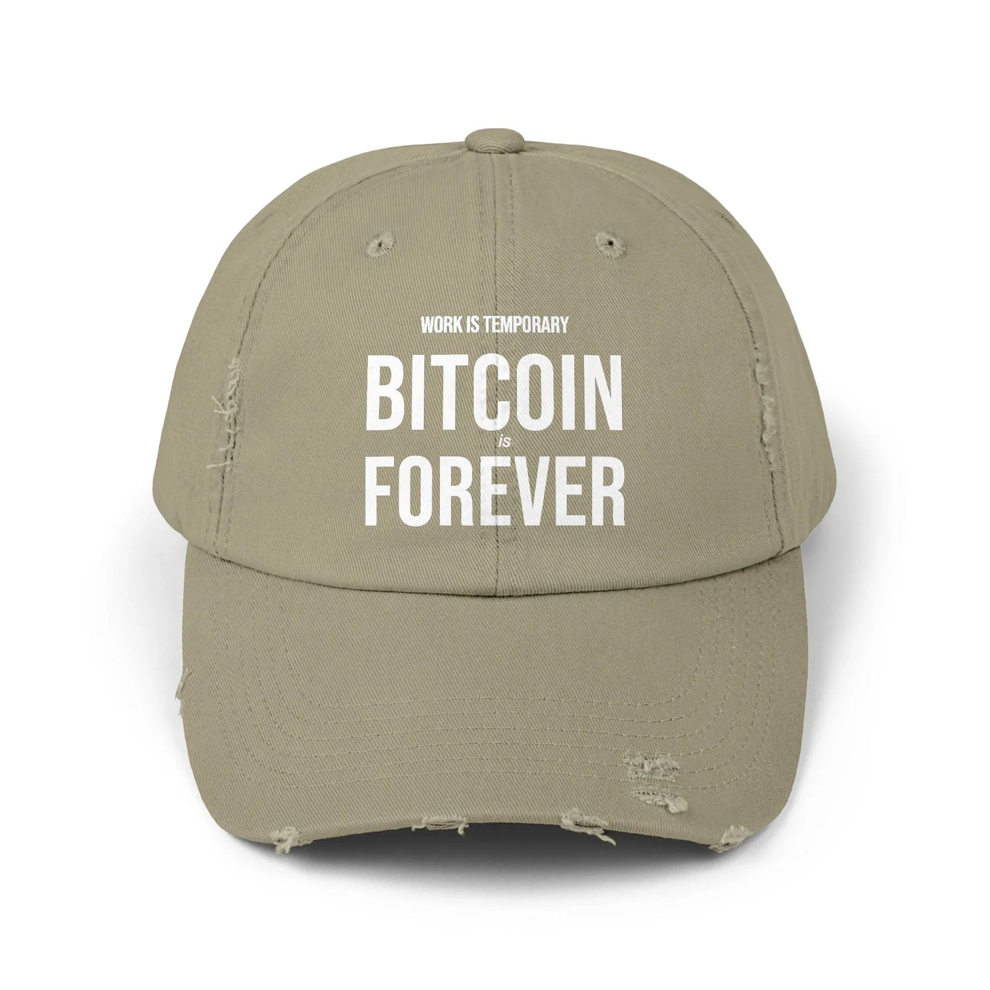 Work is Temporary Bitcoin is Forever - Cap Light Olive One size Hats crypto-vibes.com
