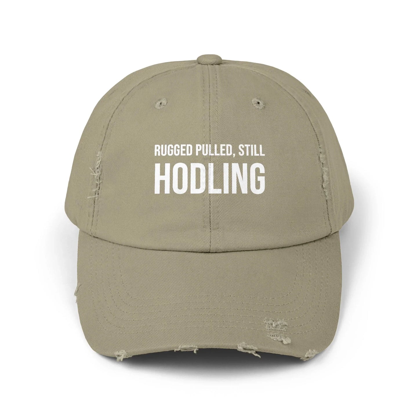 Rugged Pulled Still HODLing - Cap Light Olive One size Hats crypto-vibes.com