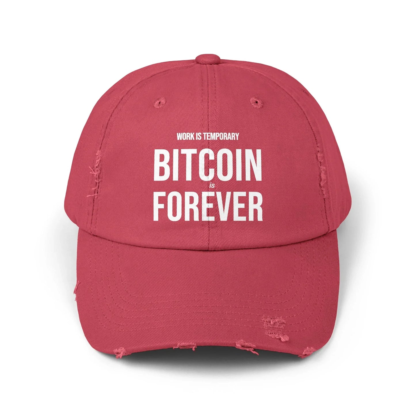 Work is Temporary Bitcoin is Forever - Cap Dashing Red One size Hats crypto-vibes.com