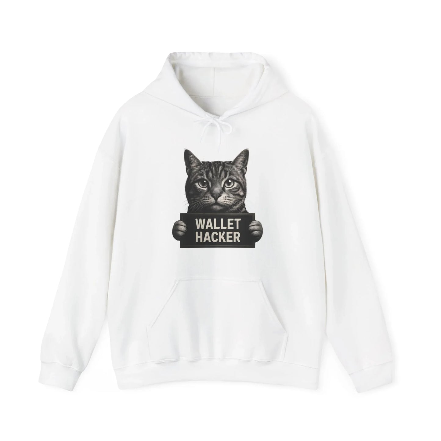 Wallet Hacker Cat - Hoodie White Hoodie crypto-vibes.com