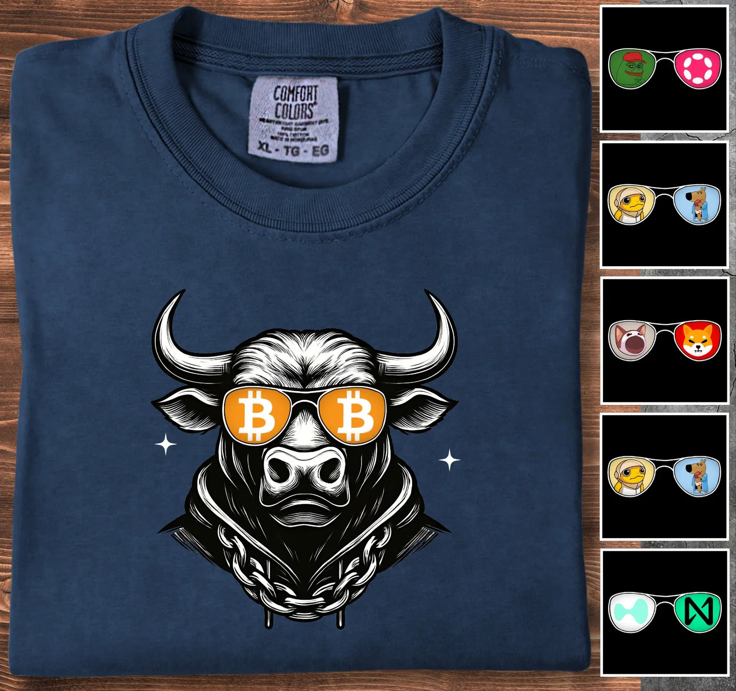 Crypto Bull - Customizable T-Shirt Navy T-Shirt crypto-vibes.com