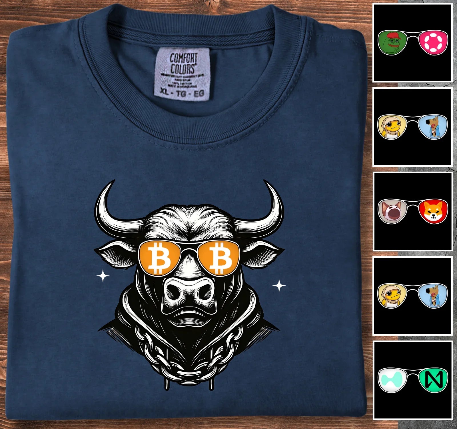 Crypto Bull - Customizable T-Shirt Navy T-Shirt crypto-vibes.com