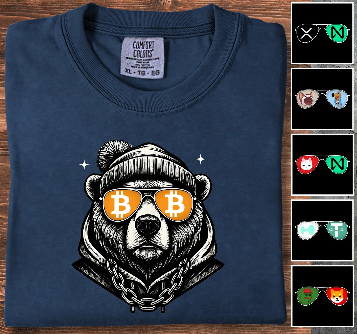 Crypto Bear - Customizable T-Shirt Navy T-Shirt crypto-vibes.com