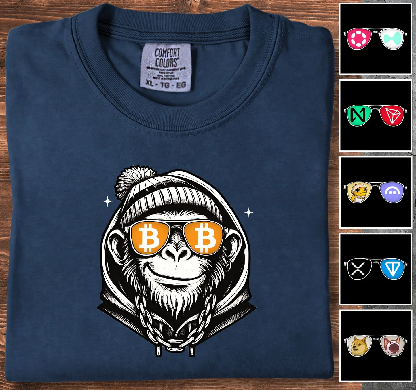Crypto Monkey - Customizable T-Shirt Navy T-Shirt crypto-vibes.com