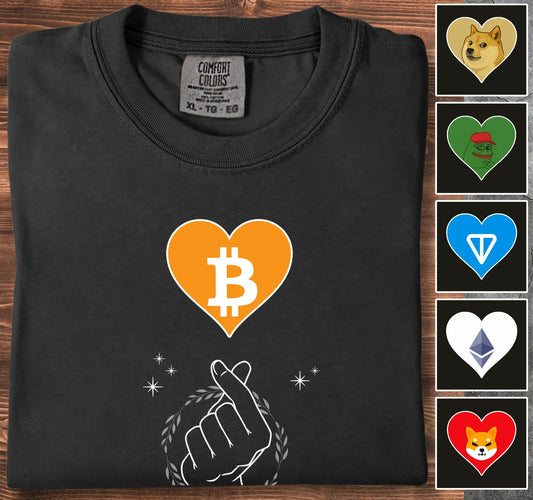 Heart of Cryptos - Customizable T-Shirt Black T-Shirt crypto-vibes.com