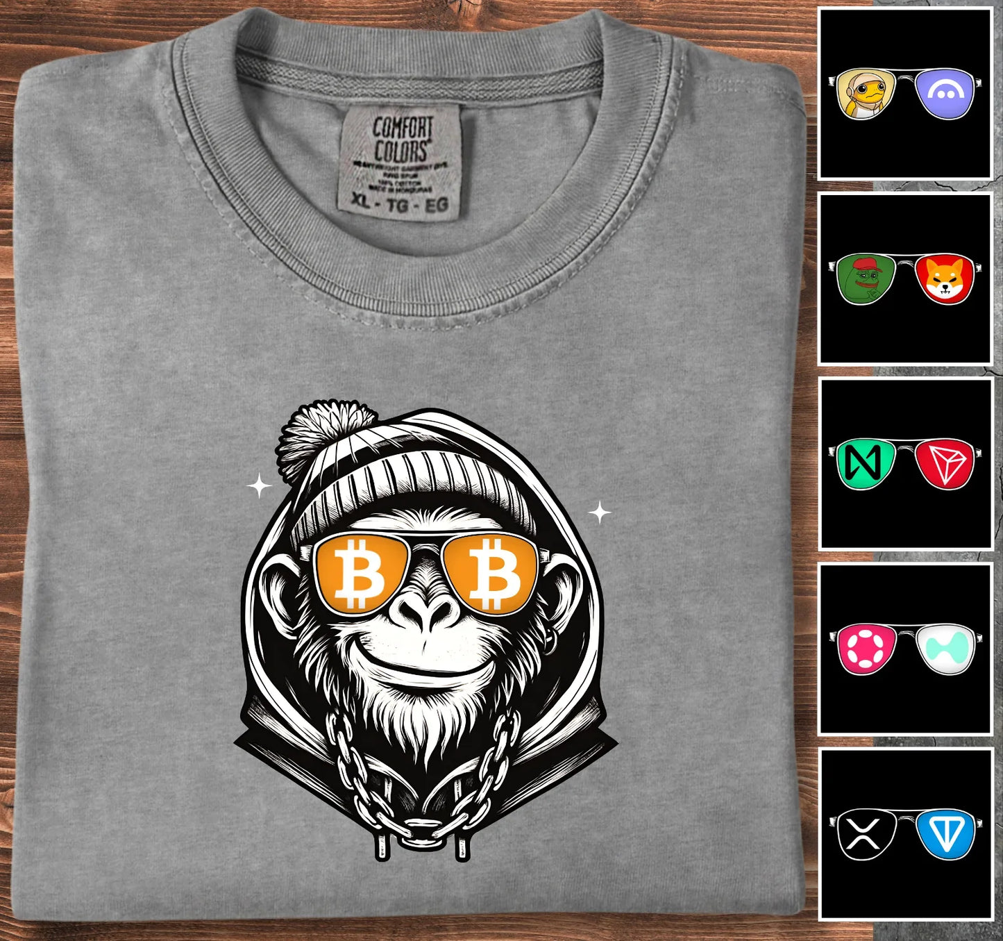 Crypto Monkey - Customizable T-Shirt Grey T-Shirt crypto-vibes.com