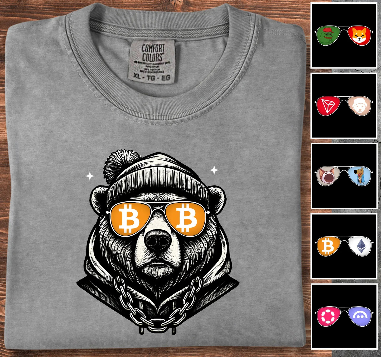 Crypto Bear - Customizable T-Shirt Grey T-Shirt crypto-vibes.com