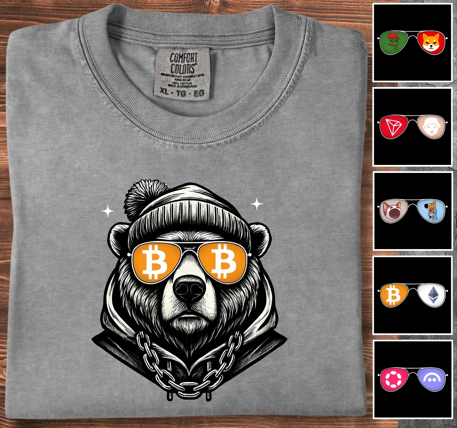 Crypto Bear - Customizable T-Shirt Grey T-Shirt crypto-vibes.com