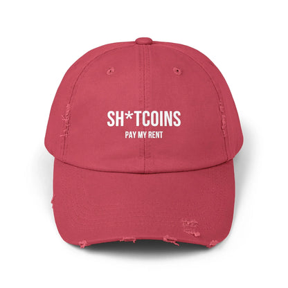 Shitcoins Pay My Rent - Cap Dashing Red One size Hats crypto-vibes.com