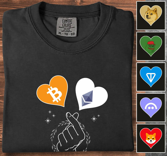 2 Hearts of Cryptos - Customizable T-Shirt Black T-Shirt crypto-vibes.com