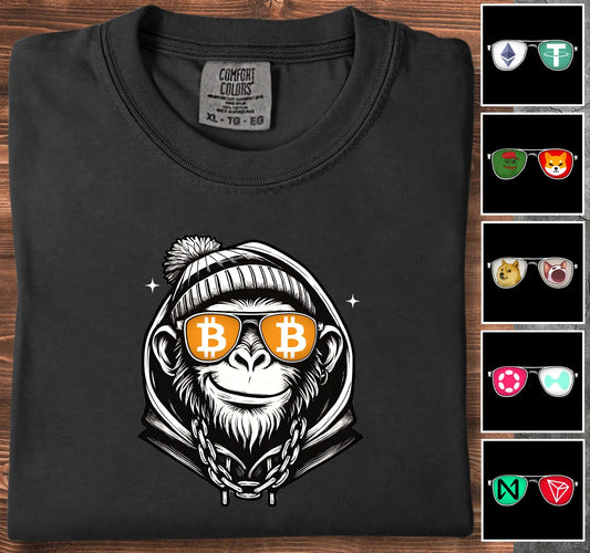 Crypto Monkey - Customizable T-Shirt Black T-Shirt crypto-vibes.com