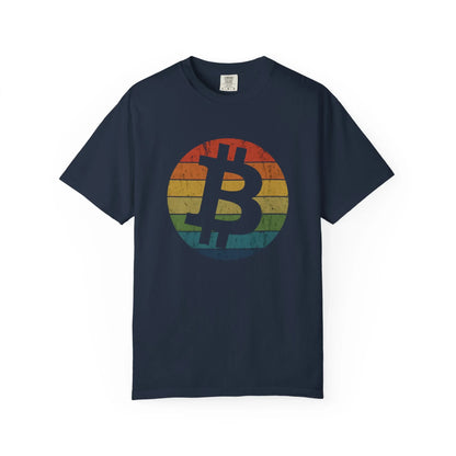 Bitcoin Retro Sunset - T-Shirt Navy T-Shirt crypto-vibes.com