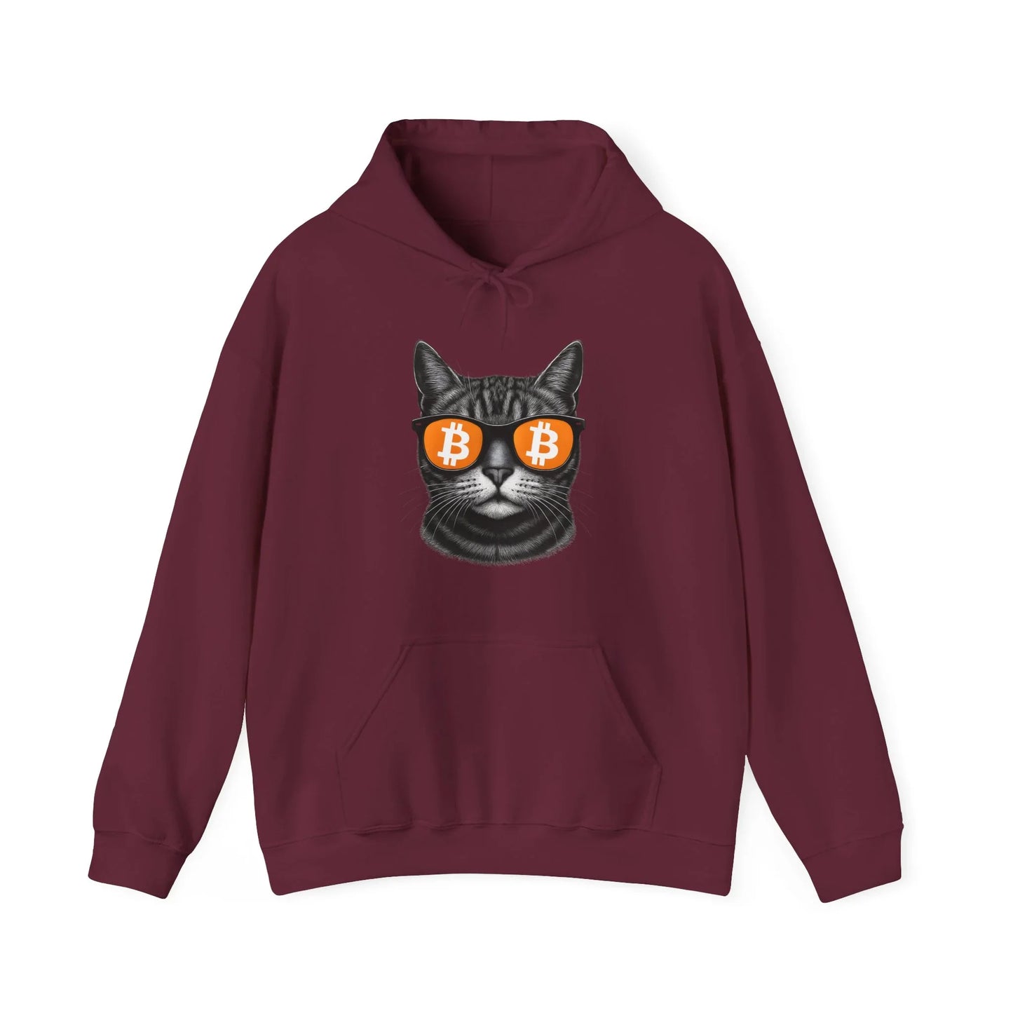 Bitcoin Cat - Hoodie Maroon Hoodie crypto-vibes.com