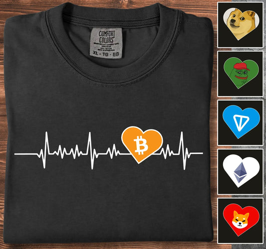 Heartbeat of Cryptos - Customizable T-Shirt Black T-Shirt crypto-vibes.com