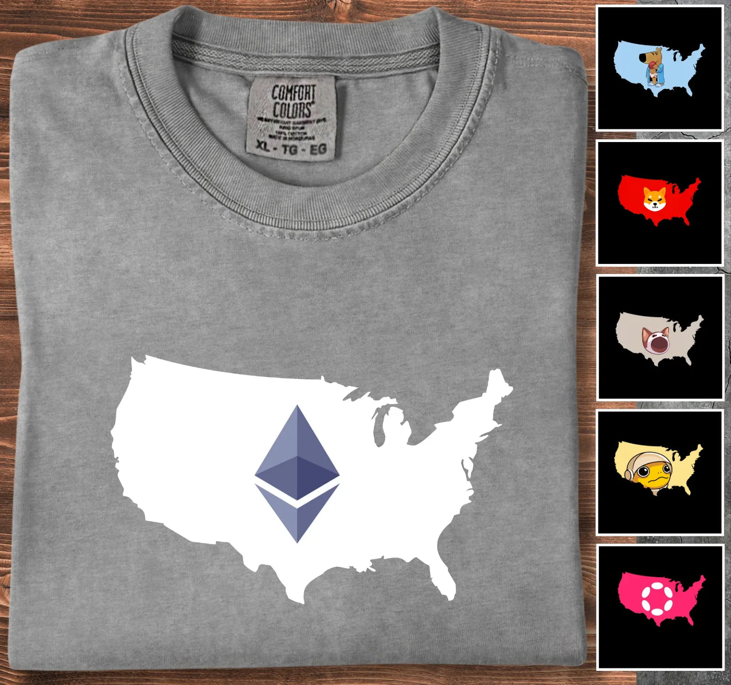 Crypto US contour - Customizable T-Shirt Grey T-Shirt crypto-vibes.com