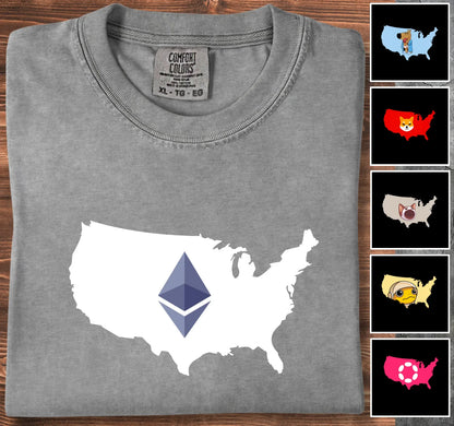 Crypto US contour - Customizable T-Shirt Grey T-Shirt crypto-vibes.com