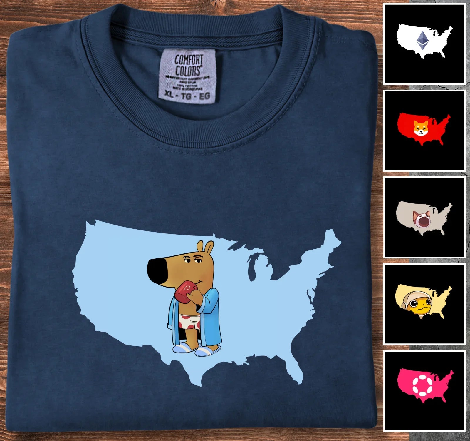 Crypto US contour - Customizable T-Shirt Navy T-Shirt crypto-vibes.com