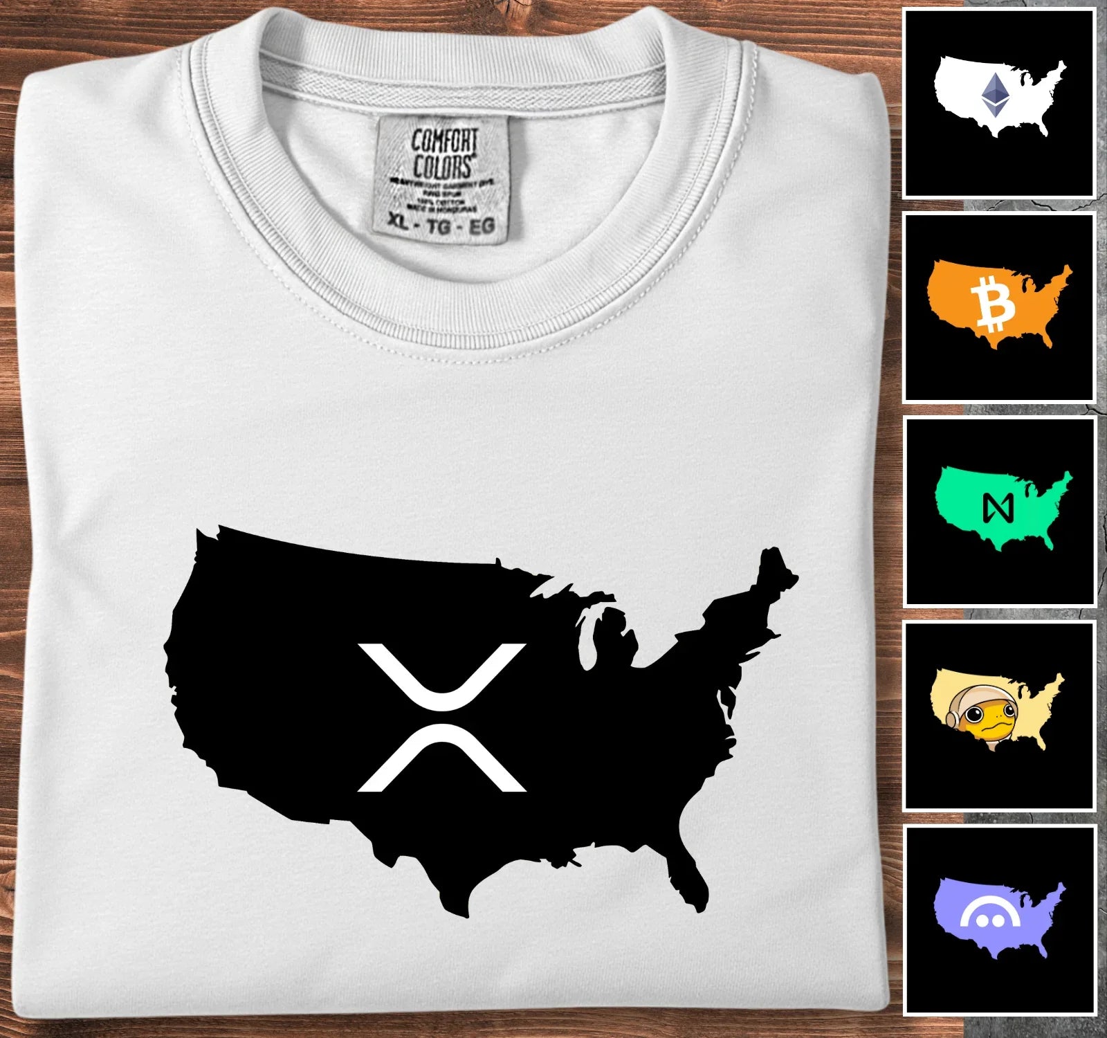 Crypto US contour - Customizable T-Shirt White T-Shirt crypto-vibes.com